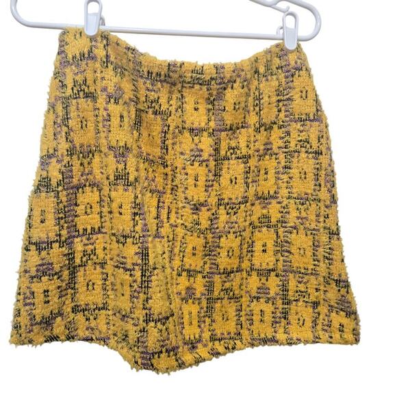 Zara Fuzzy Check Knit Plaid Mini Skirt Size M - Picture 2 of 7